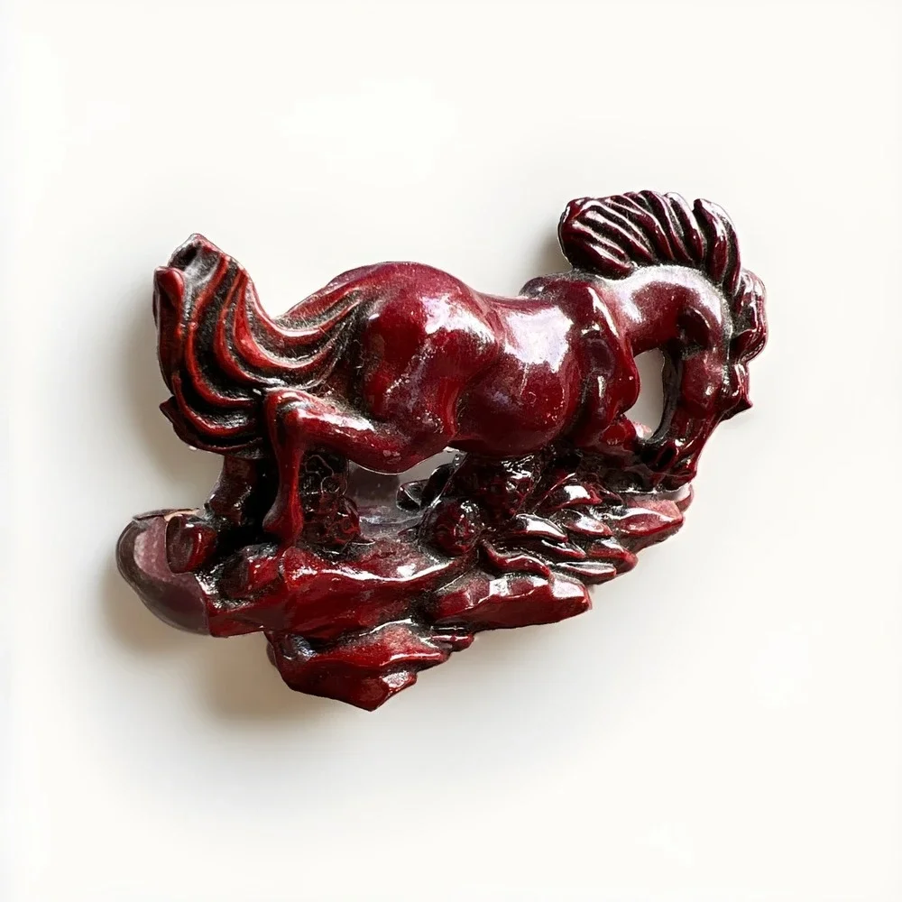 Lot of 2 Red Resin Horse Figurine Statues Decorative Home  minor detail